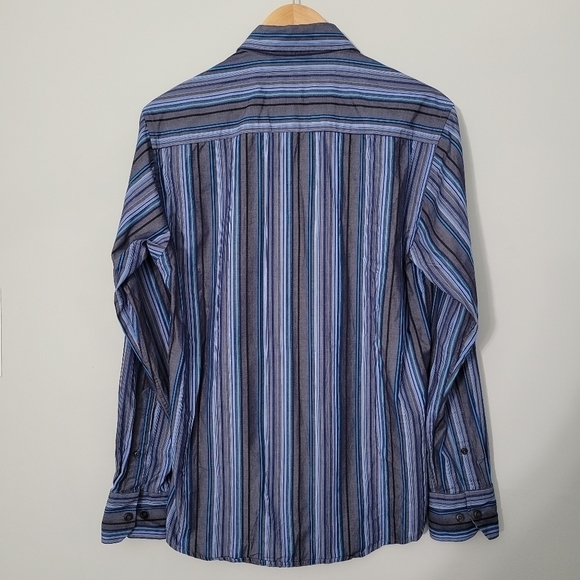 Tallia Men's 100% Cotton Striped Button Down Shirt - Picture 7 of 8